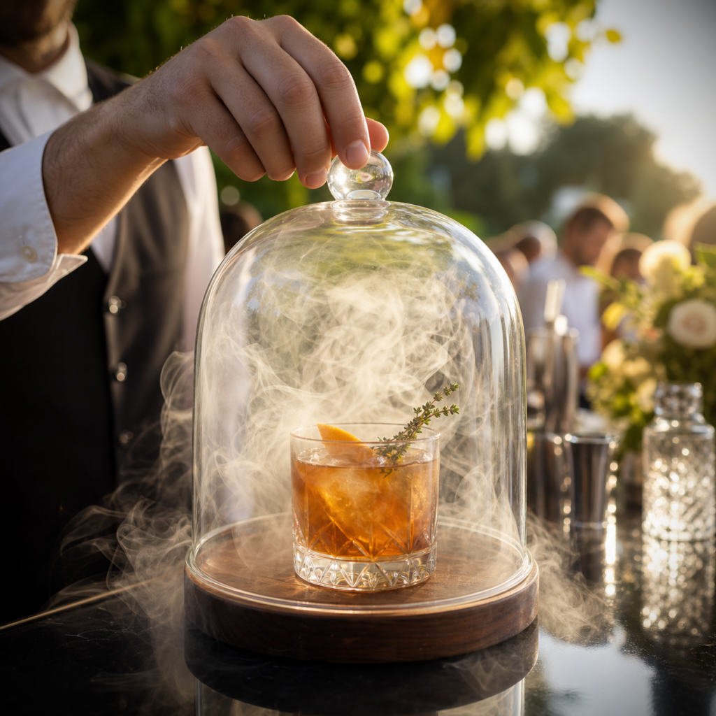 Cocktail fumé sous cloche servi en live par So Barman
