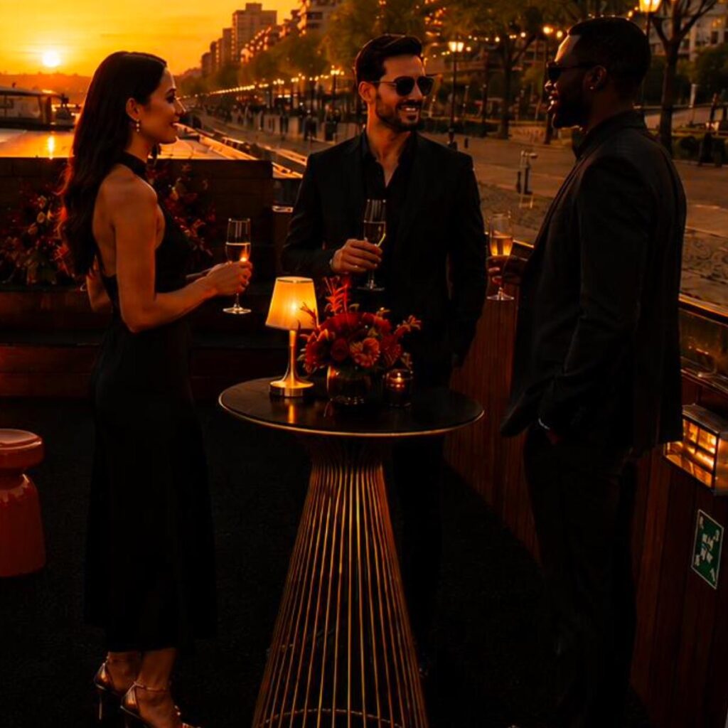 Cocktail sur le pont du River Palace pour le service a bord Mastercard So Barman
